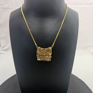 Vintage Coin Chainmail Pouch Necklace  - Gold